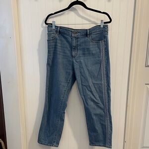 Ann Taylor Embroidered Straight Crop Jeans